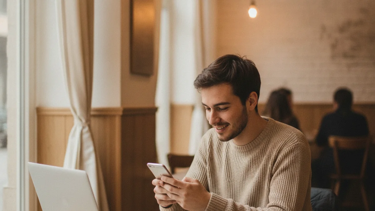 Freelance consultant son compte depuis un cafe