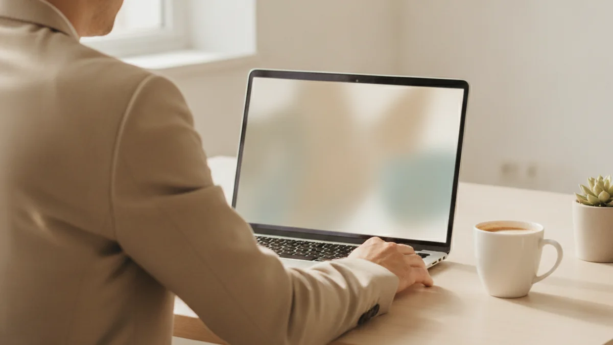 Dirigeant consultant des documents recus sur son ordinateur