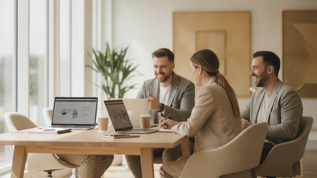 Petite equipe autour d une table de travail